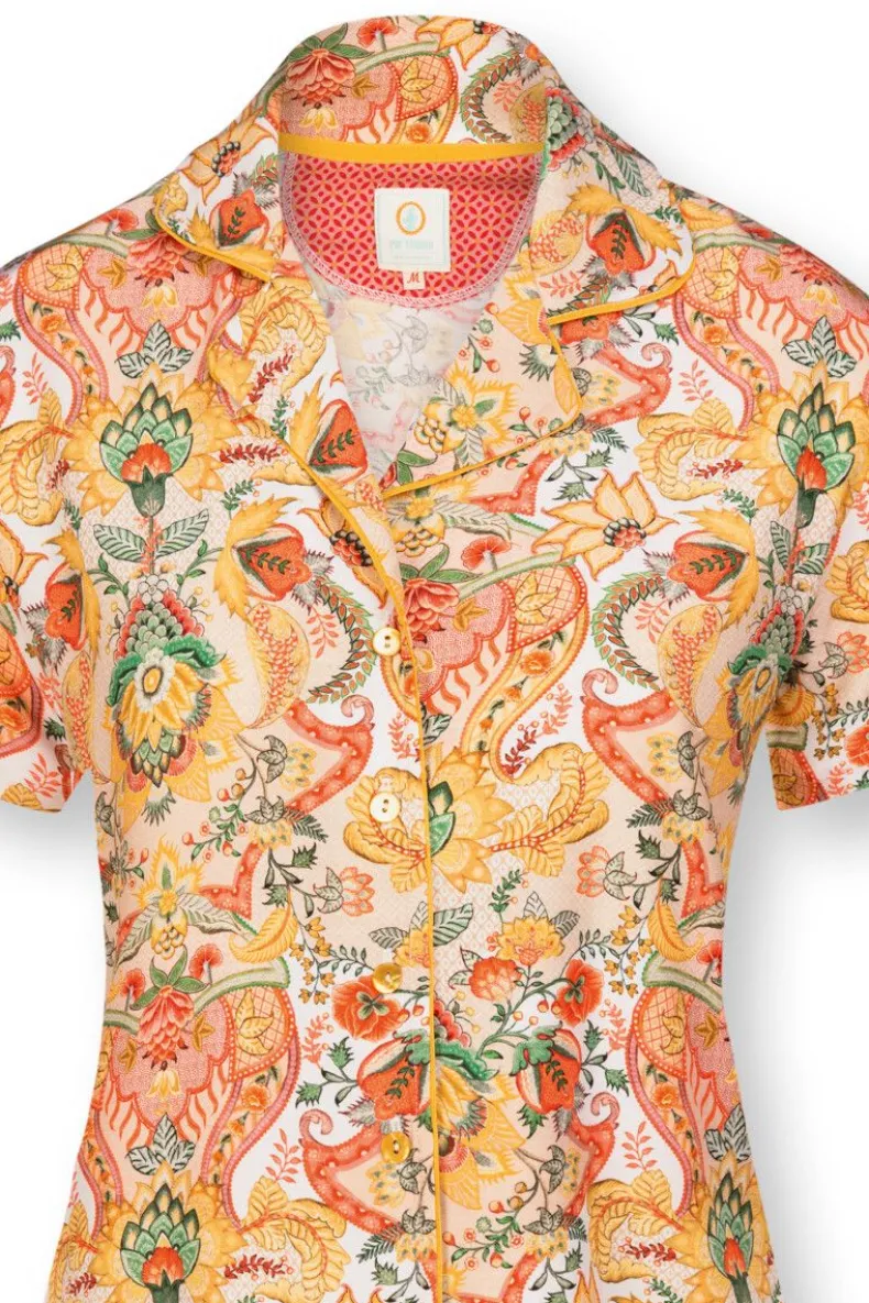 Blouse Korte Mouw Kyoto Festival Geel