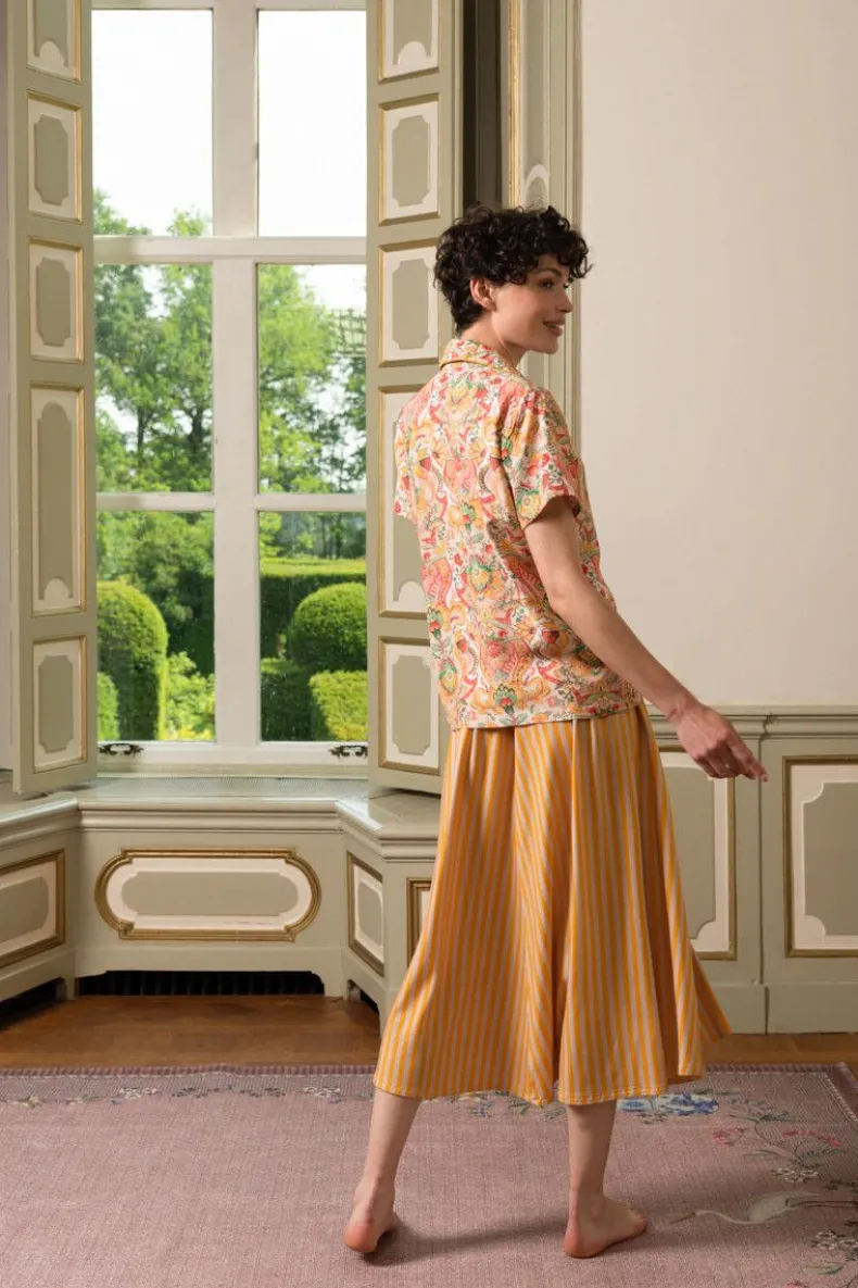 Blouse Korte Mouw Kyoto Festival Geel