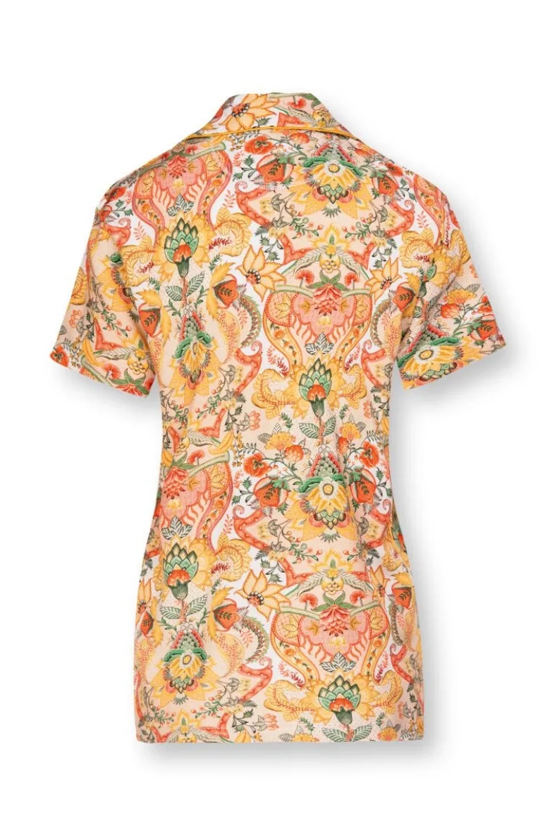 Blouse Korte Mouw Kyoto Festival Geel