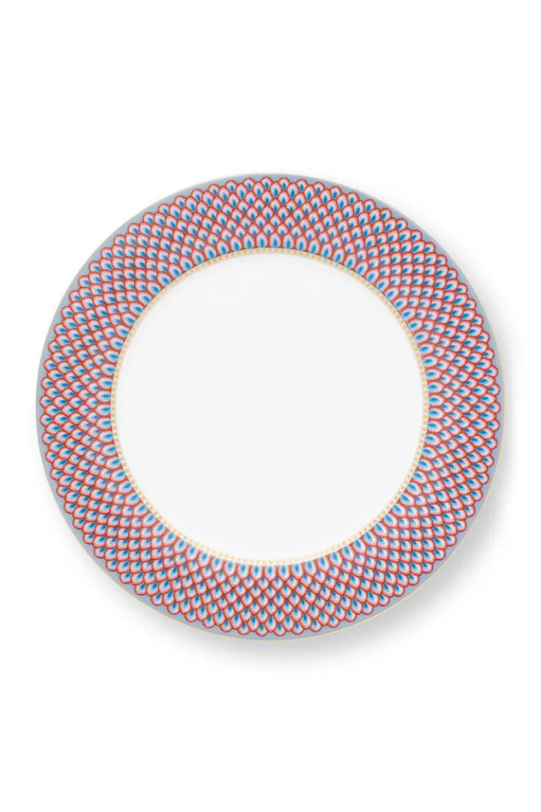 Flower Festival Dinerbord Rood/Lichtblauw 26.5 Cm