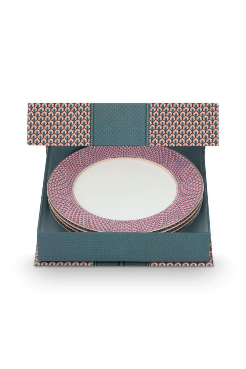 Flower Festival Set/4 Dinerborden Rood/Licht 26.5Cm