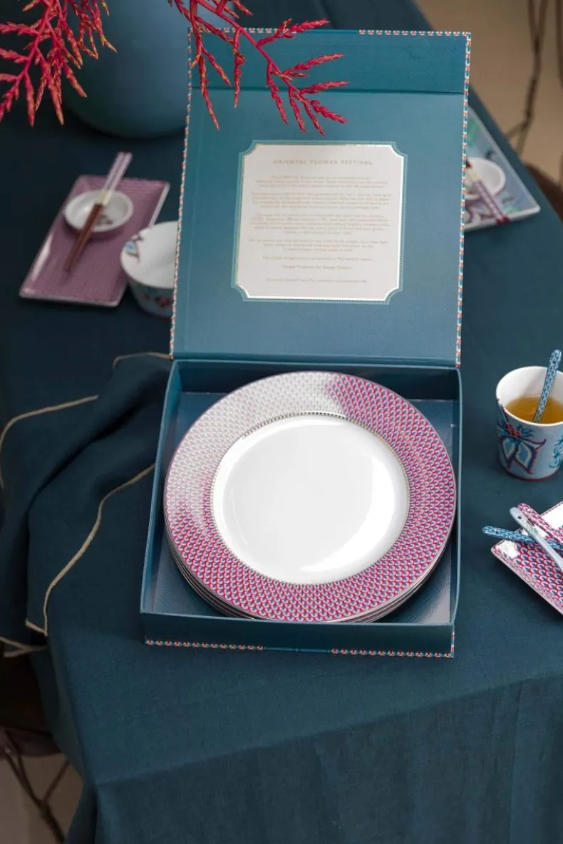 Flower Festival Set/4 Dinerborden Rood/Licht 26.5Cm