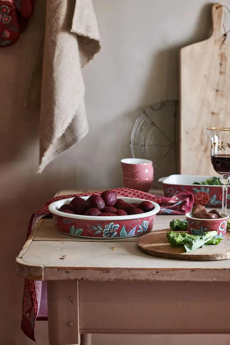 Flower Festival Serveerschaal Rond Donker