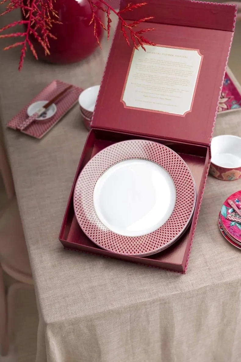 Flower Festival Set/4 Dinerborden Donker 26.5Cm