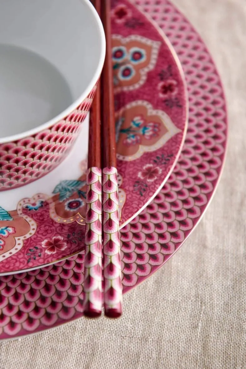 Flower Festival Set/4 Dinerborden Donker 26.5Cm