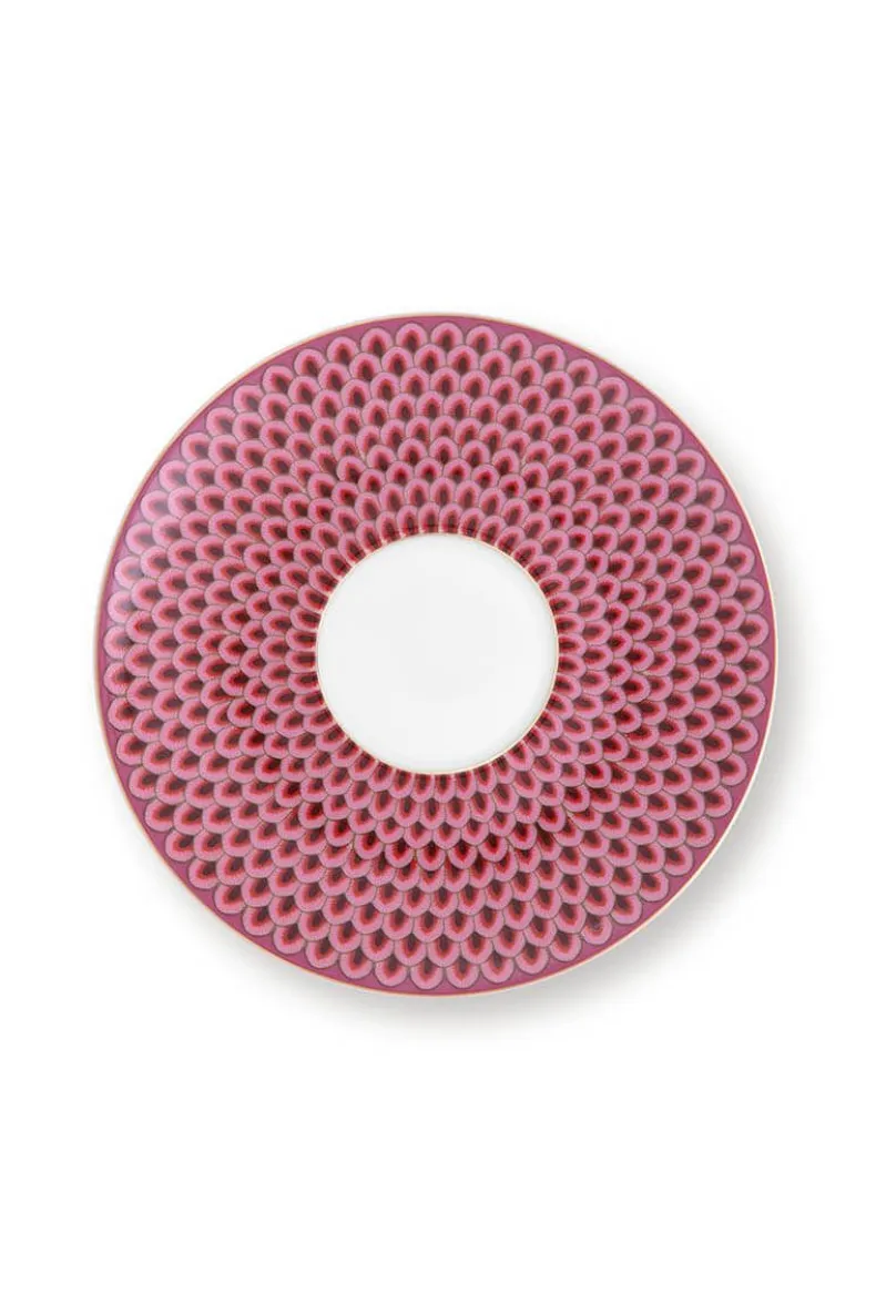 Flower Festival Set/2 Cappuccino Kop & Schotel Donkerroze