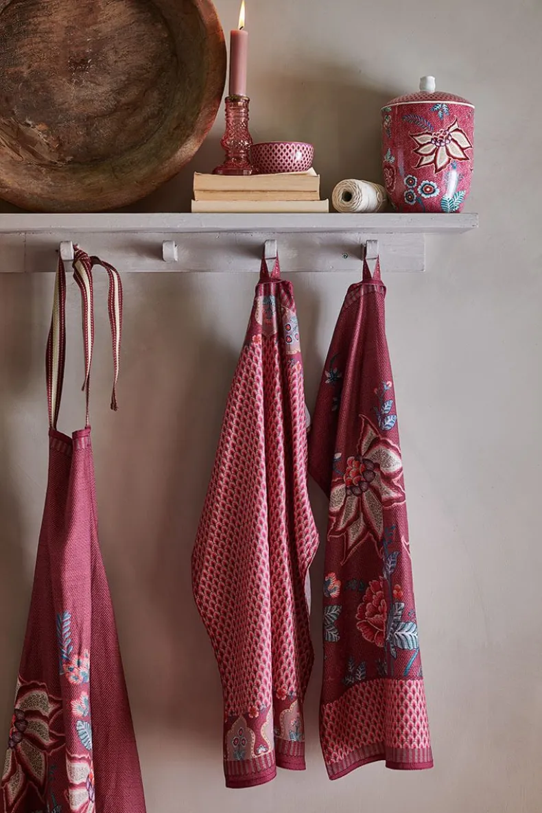 Flower Festival Tea Towel Dark Pink