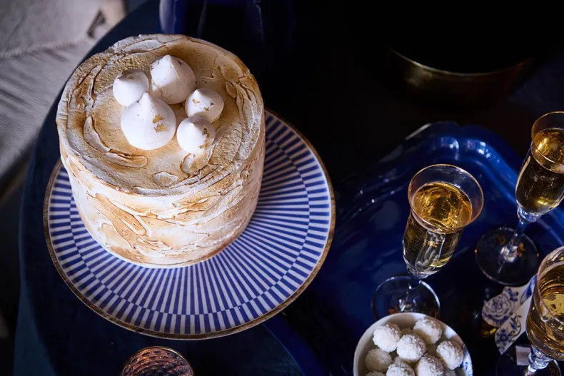 Houten Plateau Blauw 32 Cm