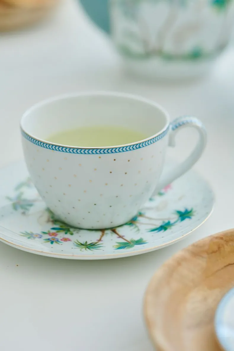 Jolie Set/2 Cappuccino Kop & Schotel Dots Gold