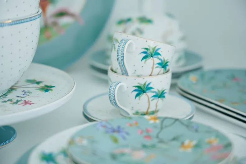 Jolie Set/2 Espresso Kop & Schotel Dots Gold