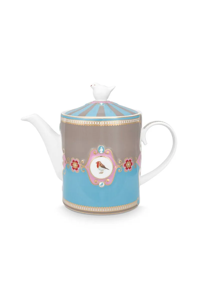 Love Birds Theepot Medium Blauw/Khaki