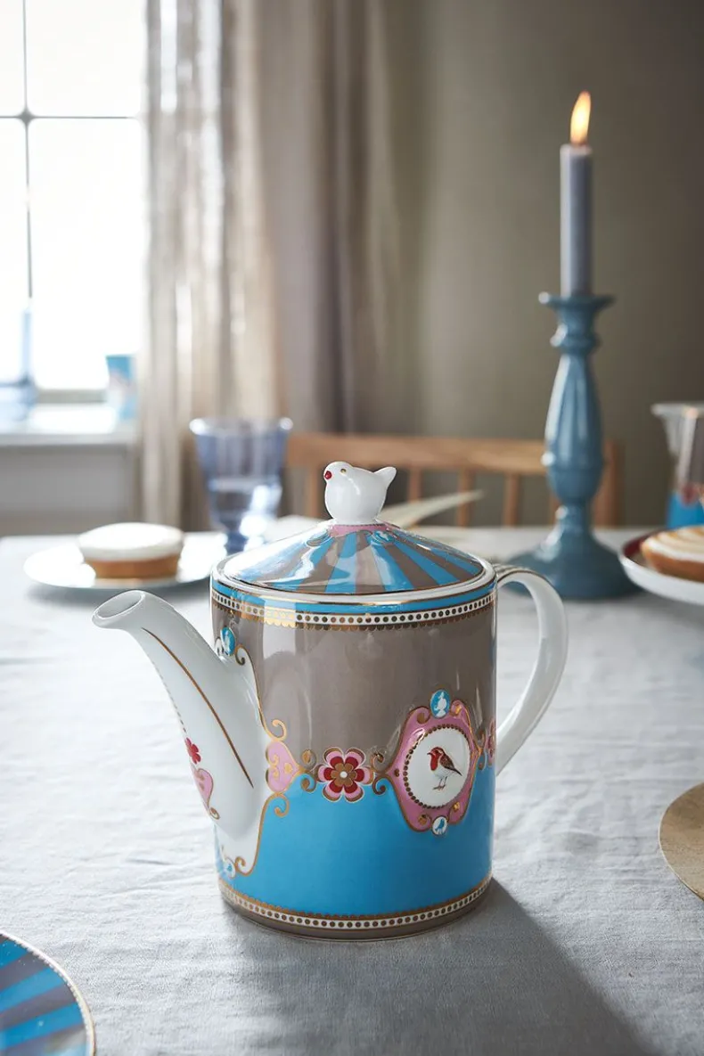 Love Birds Theepot Medium Blauw/Khaki