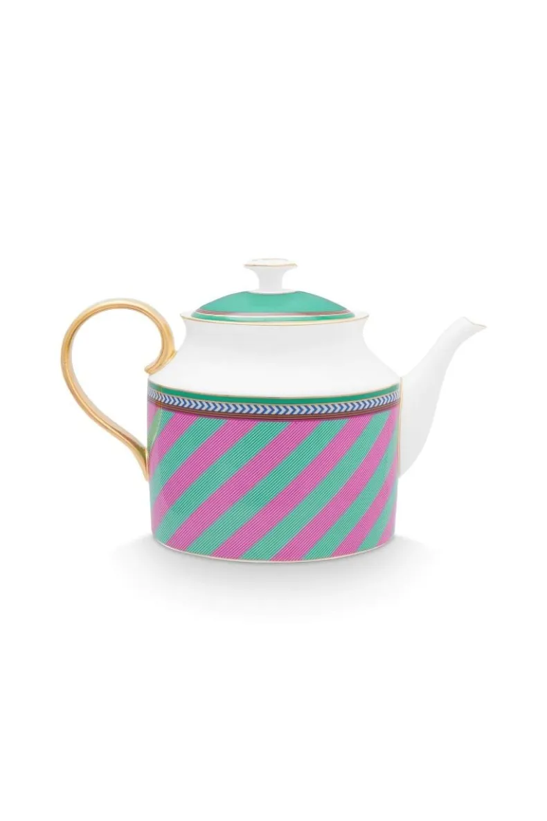 Pip Chique Stripes Theepot Groot Roze/Groen