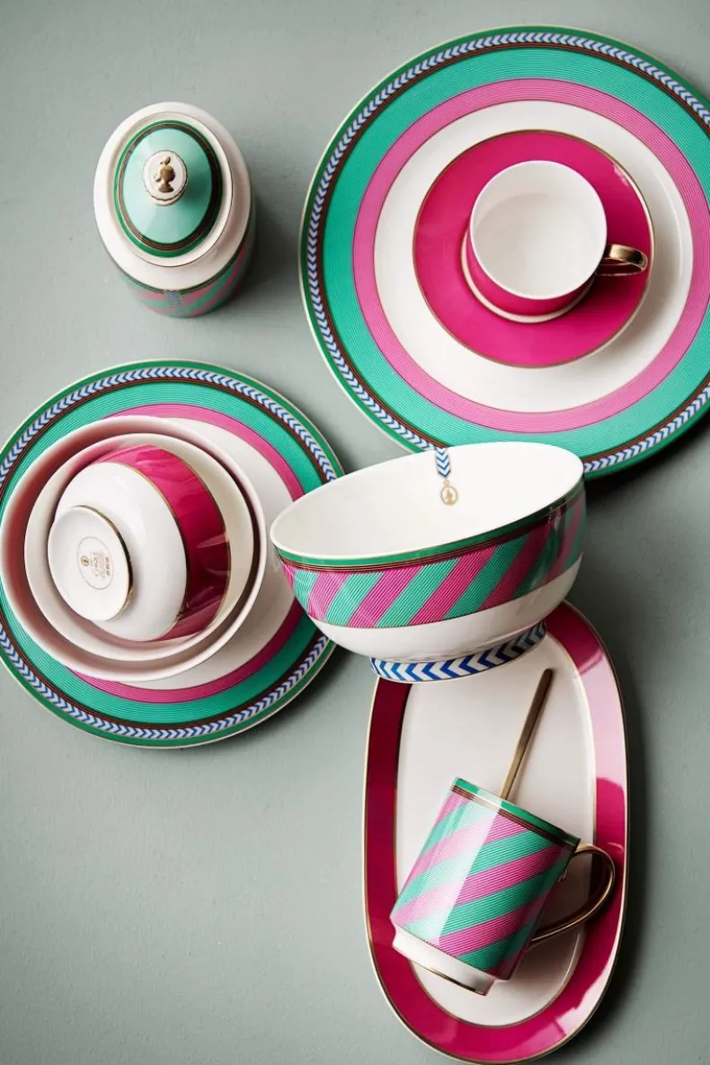 Pip Chique Stripes Dinerbord Roze/Groen 28Cm