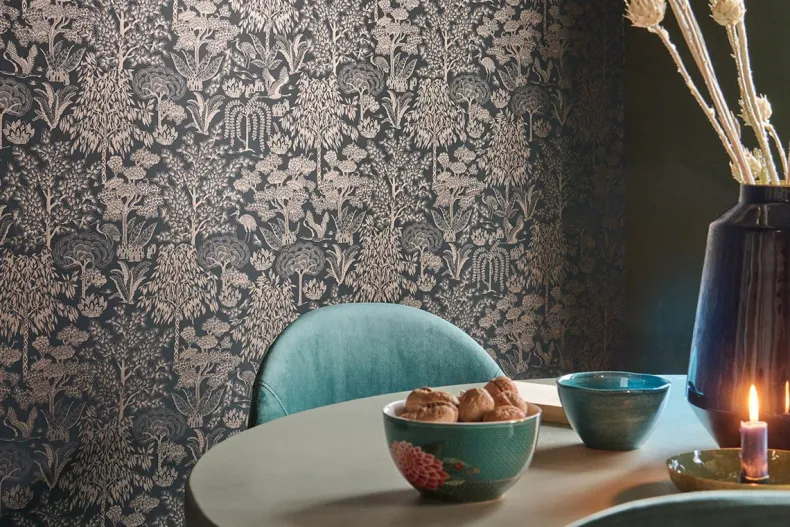 Pip Studio Origami Tree Vliesbehang Donker /Rose Goud