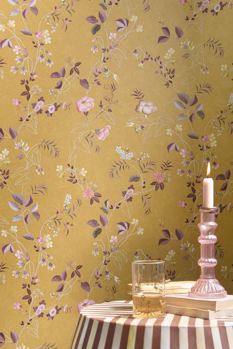 Pip Studio Tokyo Blossom Vliesbehang Mosterd