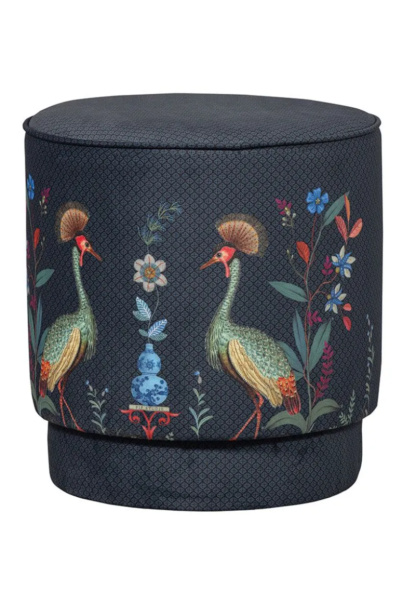 Poef Medium Flirting Birds Blauw