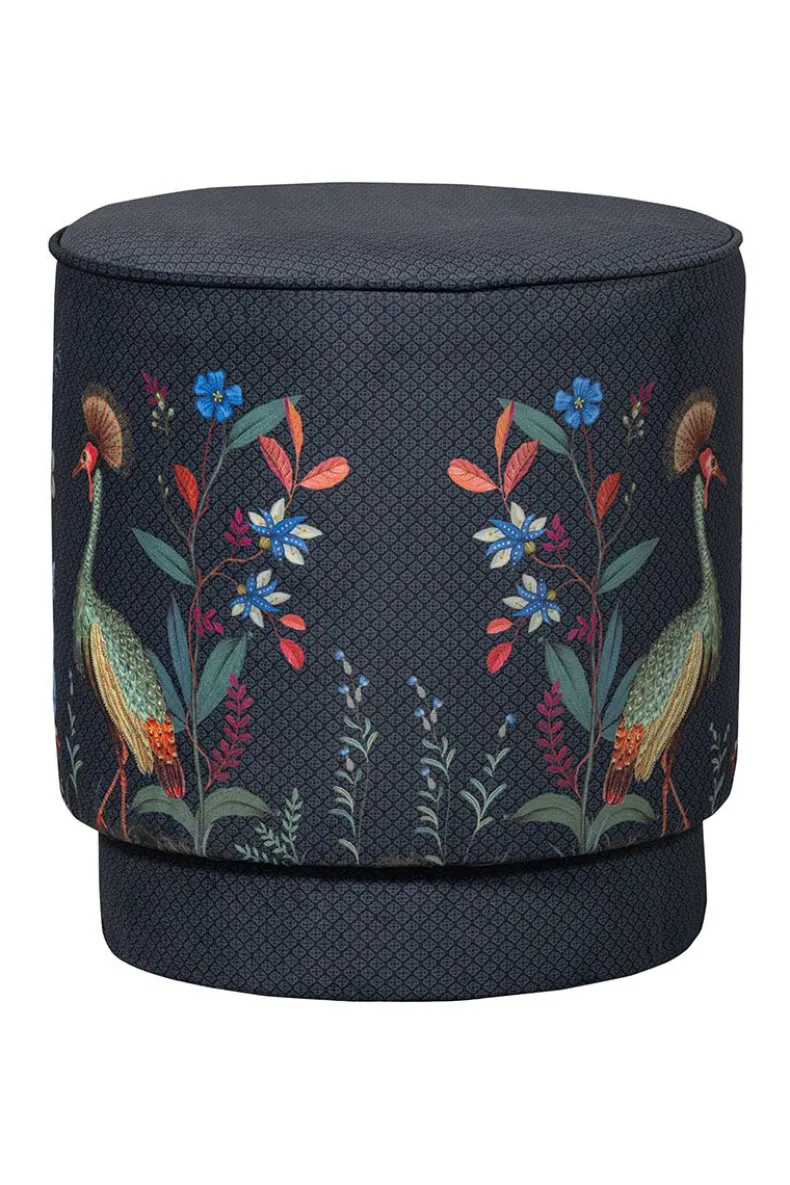 Poef Medium Flirting Birds Blauw