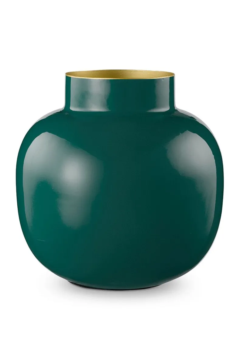 Ronde Vaas Metaal Donker 25 Cm