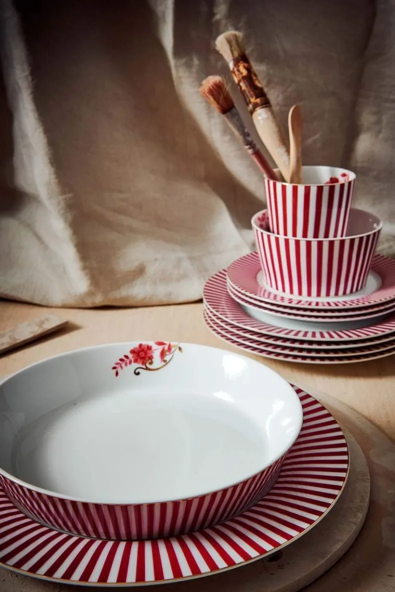 Royal Stripes Diep Bord Donkerroze 21.5Cm