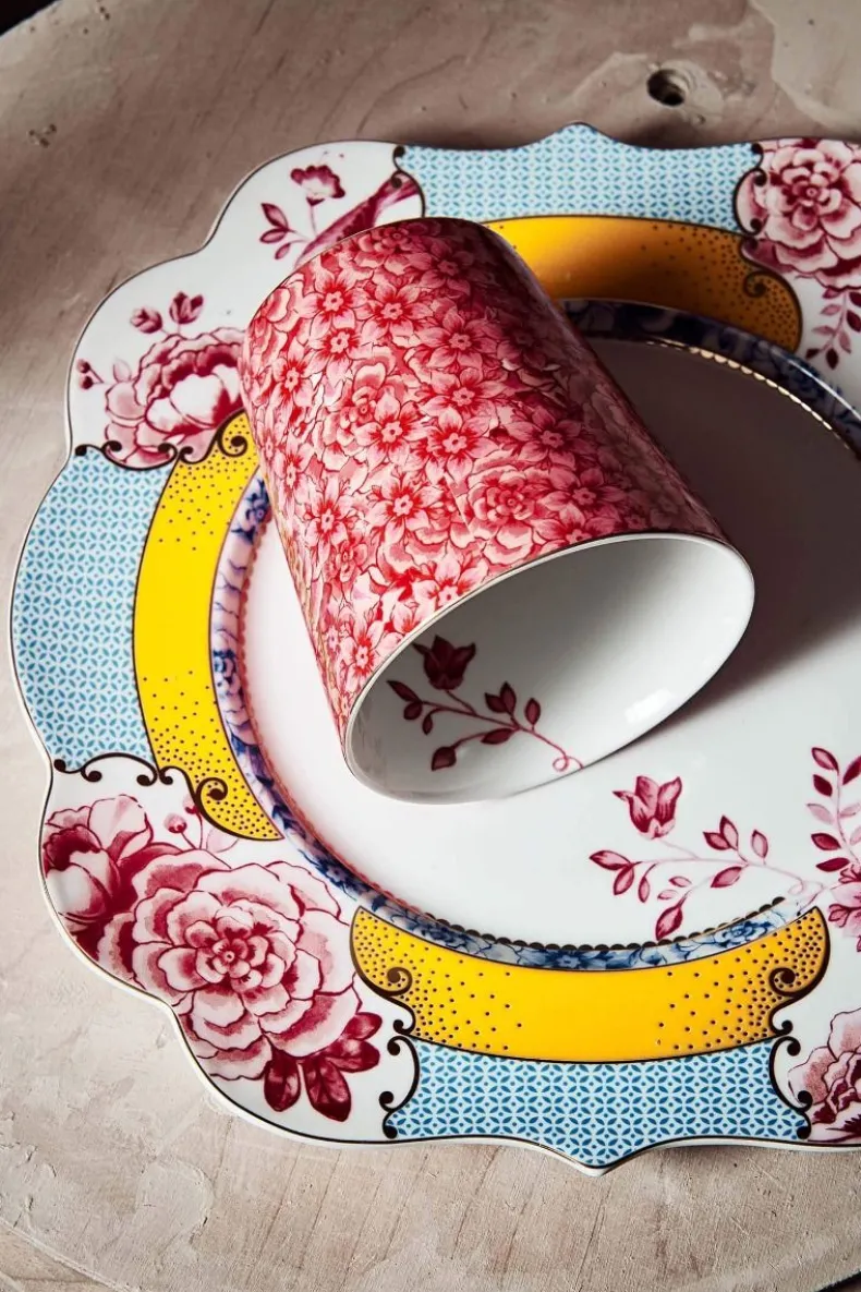 Royal Stripes Mok Bloemen Donkerroze