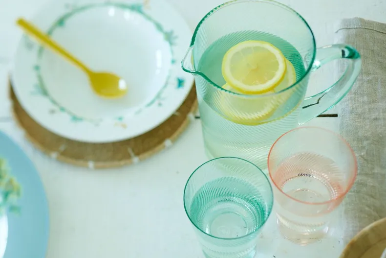 Water Glas Gedraaid Blauw