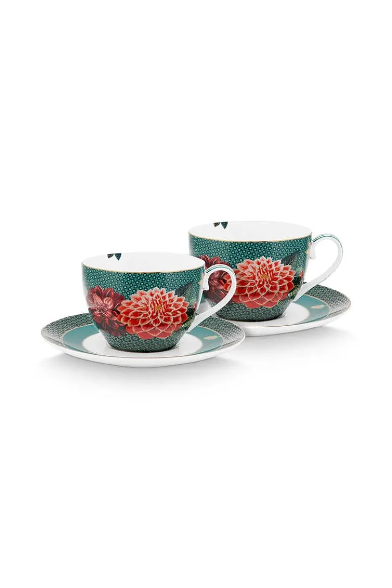Winter Wonderland Set/2 Cappuccino Kop & Schotel Groen